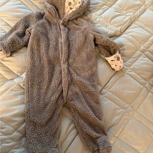 Magnetic Me Grey Sherpa Baby One-Piece Hooded Jumpsuit